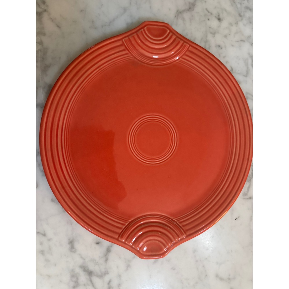 Fiesta Poppy Orange Cake Serving Platter 11 inch Round Ceramic Tray USA
